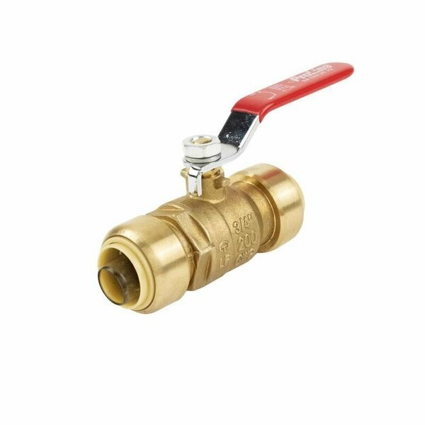 Mueller Industries B & K 107-064HC Ball Valve, 3/4in Connection, Push-Fit, 200 PSI, Manual Actuator, Brass Body 1107-064